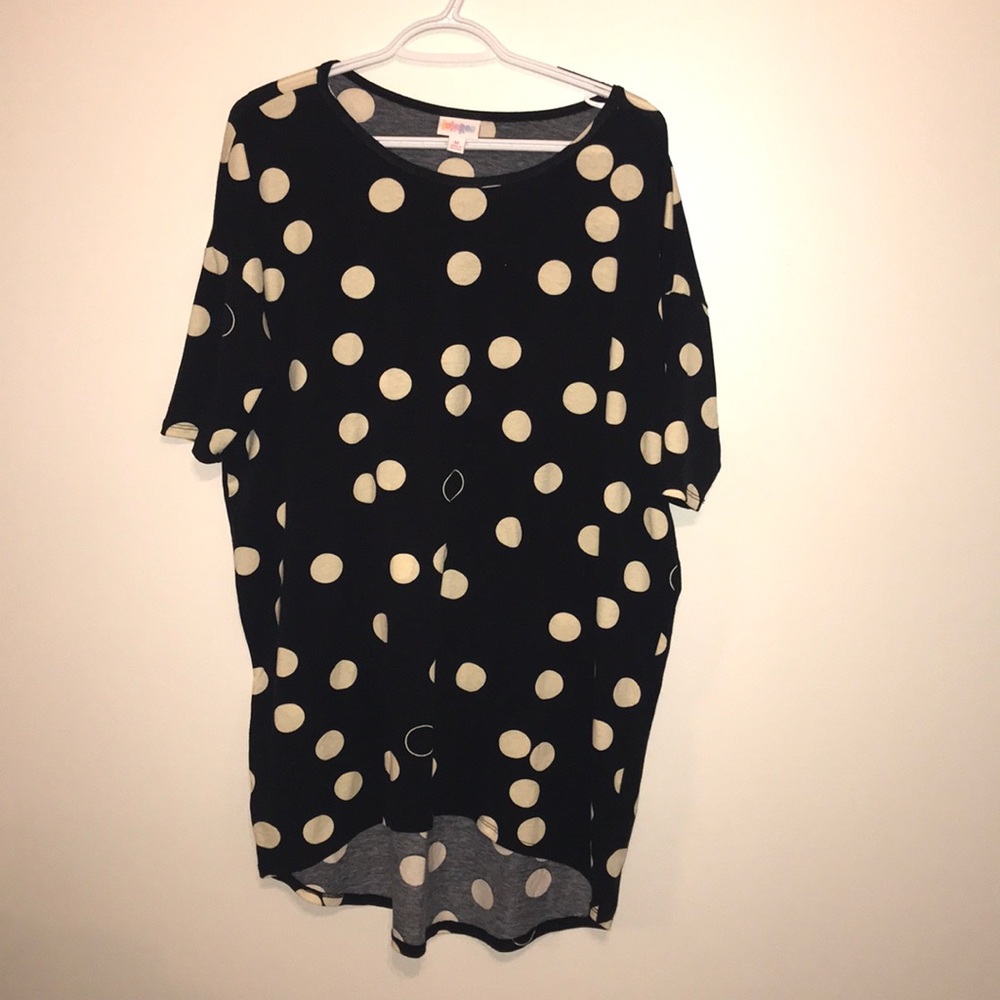 LuLaRoe Irma medium black offwhite polka dot